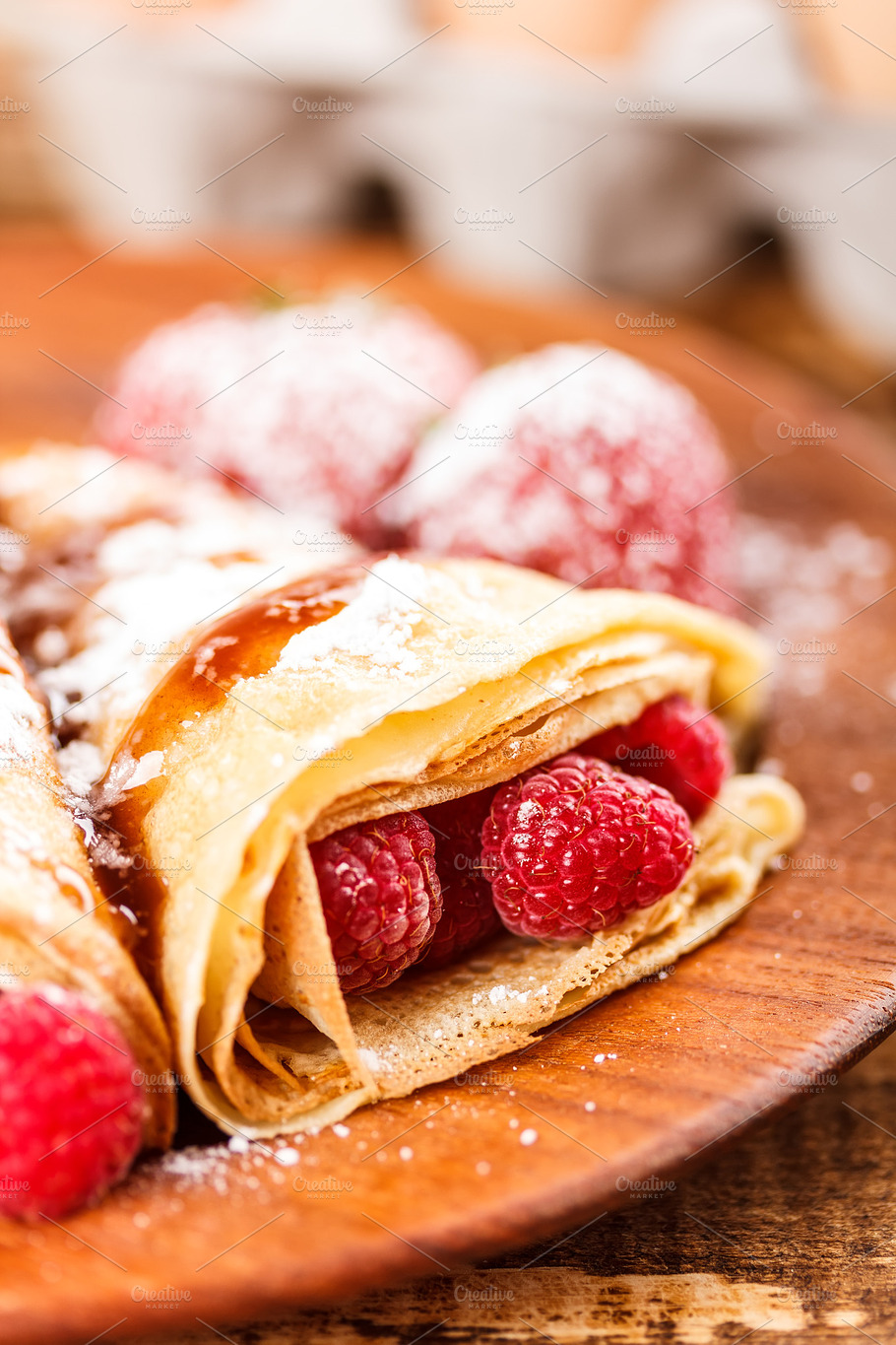 Close Up Of Pancakes Stock Photo Containing Fruit And Dessert