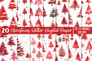 Christmas Glitter Digital Paper Pack, a Pattern Graphic by SinaCreation