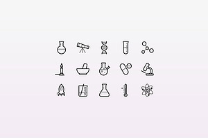 15 Outlined Science Icons