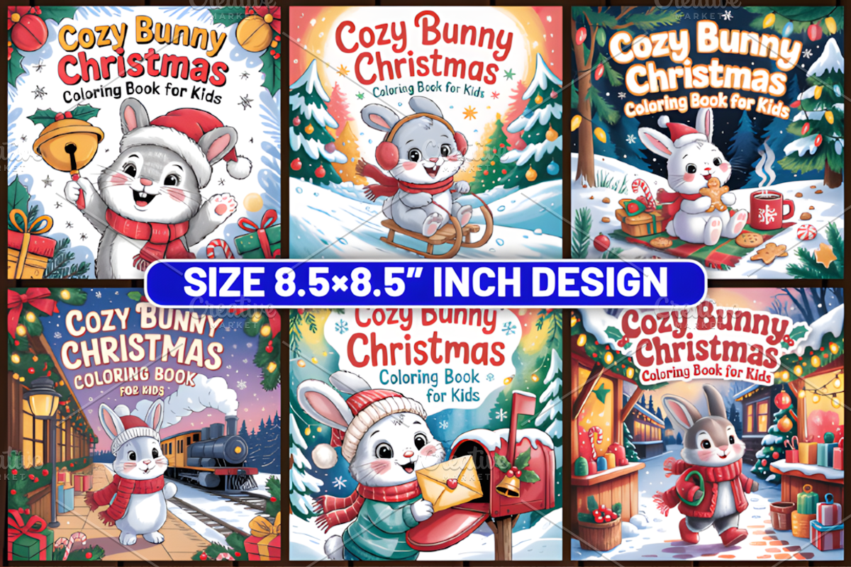 70 Cozy Bunny Christmas Coloring, a Seasonal Illustration by Design Station (Photo 4 of 5)