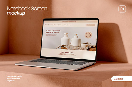 Laptop Screen Mockup with Warm Natur