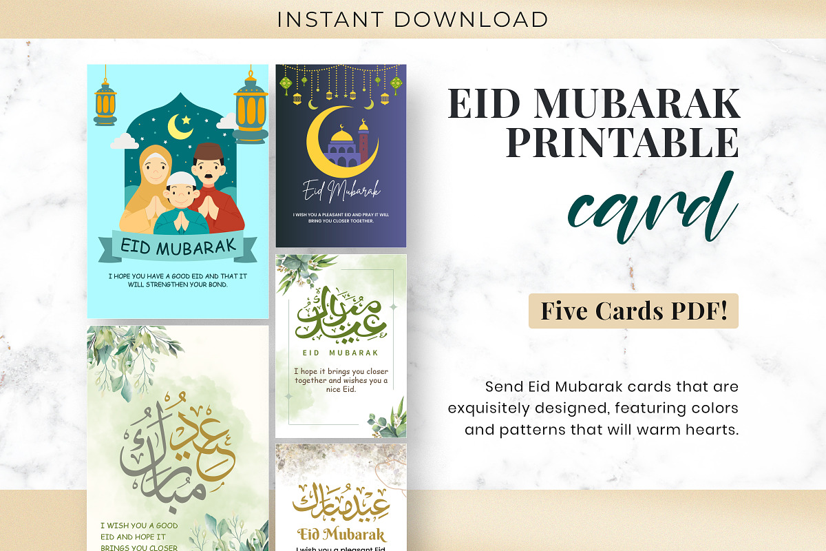 Eid Mubarak Printable Planner Card, a Card Template by Snapybiz (Photo 1 of 6)