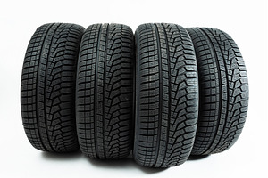 Winter tires rolling forward