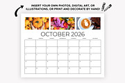2026 8.5x11 Inch Blank Calendar Temp, a Stationery Template by Running With Foxes (Thumbnail 3 of 8)