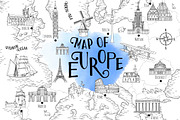 Map of Europe - hand drawn map set, an Illustration by Franzi draws (Thumbnail 1 of 5)