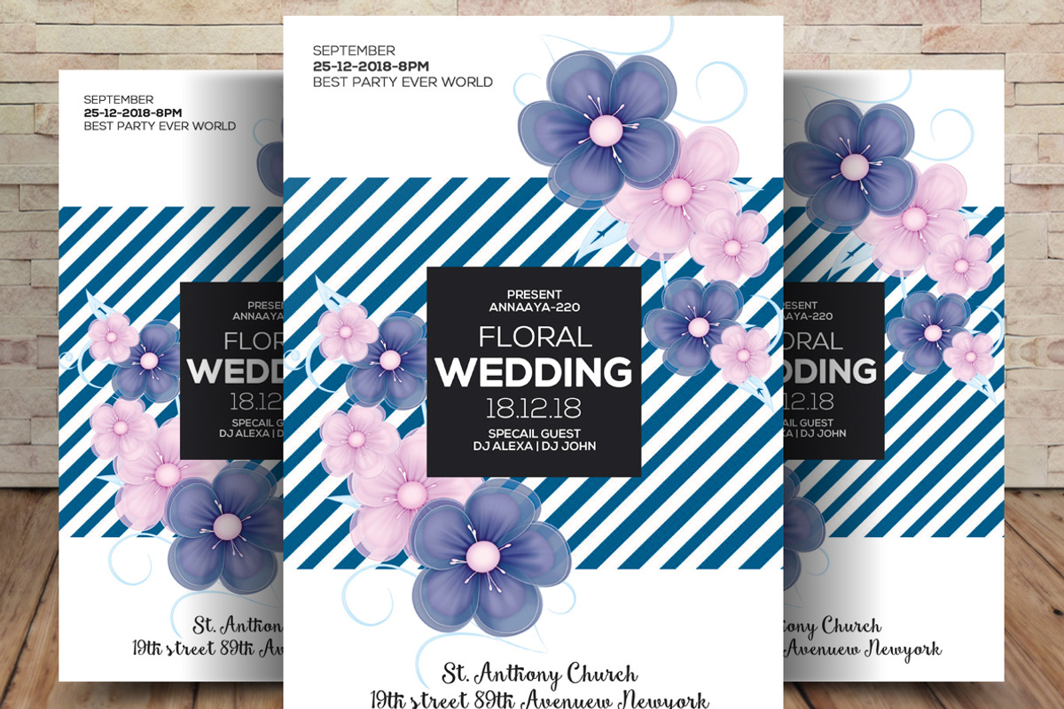 Floral Wedding Invitation, a Flyer Template by graphicforest
