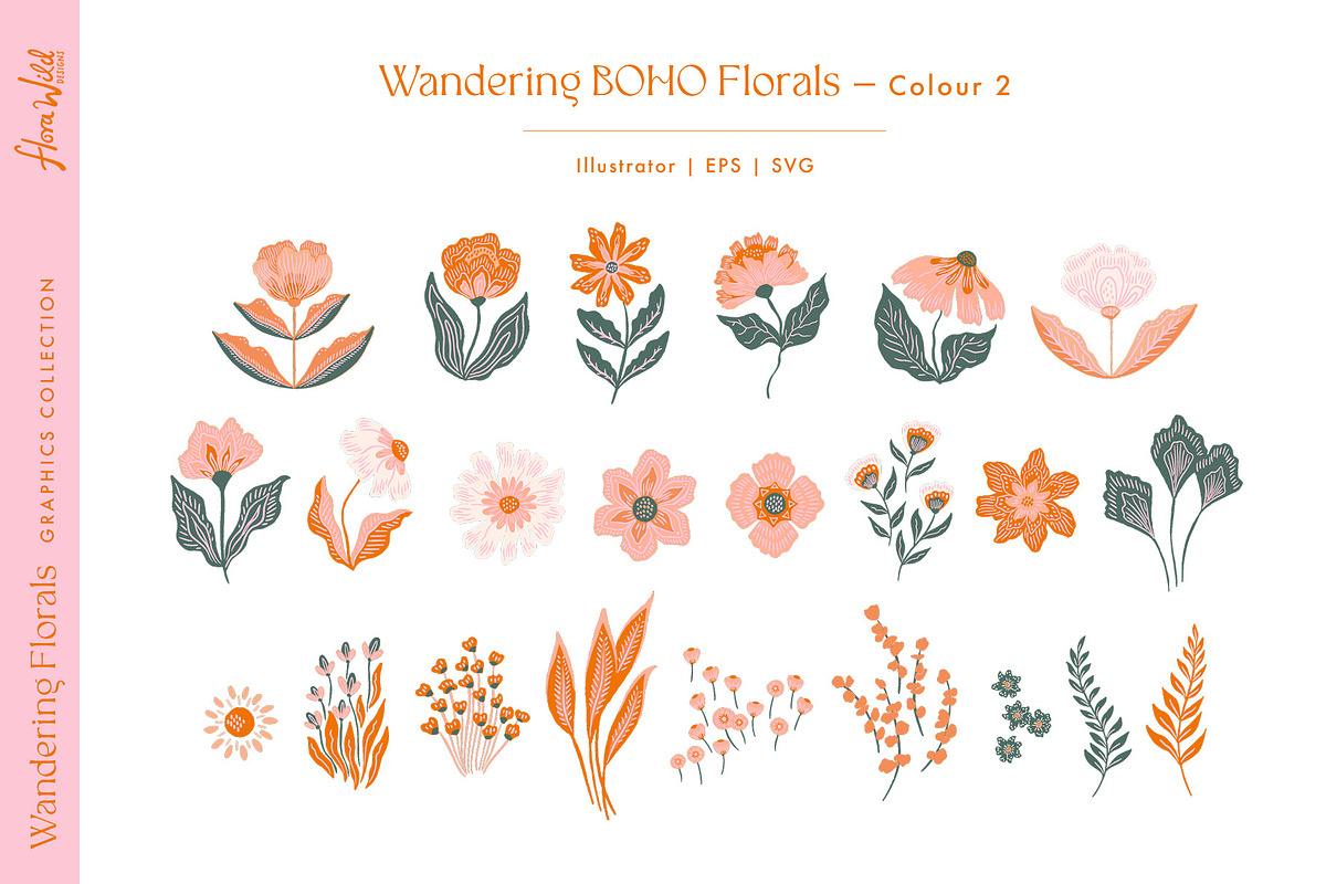 Wandering Boho Florals clipart, an Illustration by Flora Wild Designs (Photo 6 of 13)