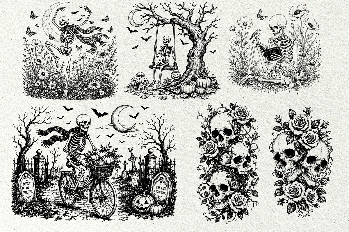 Skeleton Halloween SVG Graphics, a Seasonal Illustration by DENIDigitalArtSudio (Photo 5 of 6)