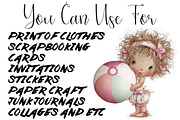 Whimsical Summer Beach Girls Clipart, an Illustration by DreamCafeArt (Thumbnail 7 of 7)