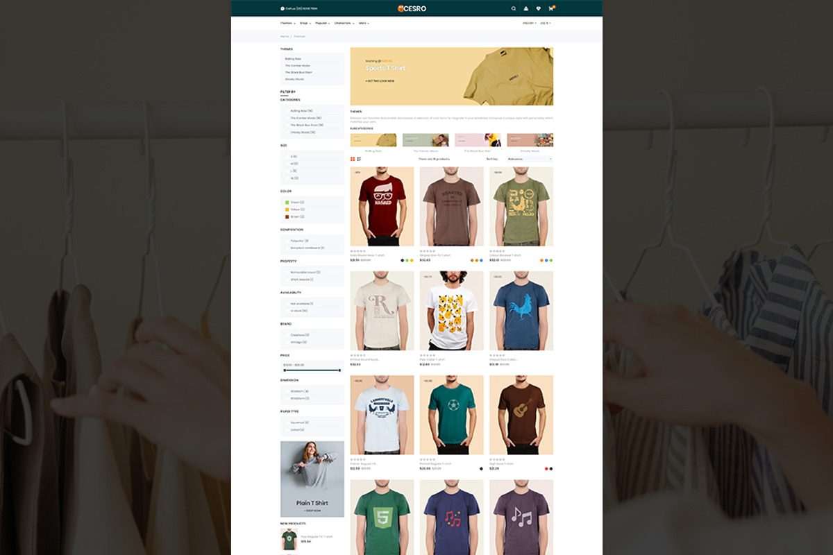 Cesro - PrestaShop T-shirt Shop, a Bootstrap Template by Pichforest Studio (Photo 3 of 10)
