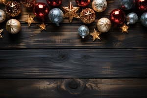 Christmas decoration with golden bal, a Background Photo by Perpis