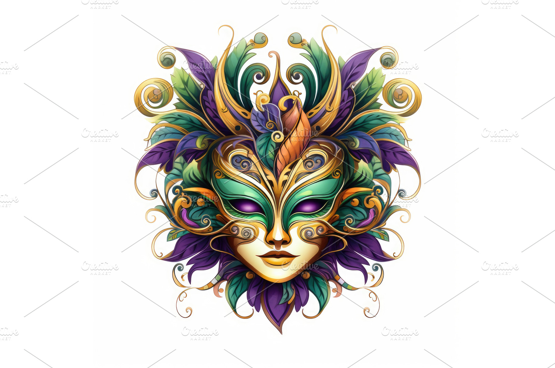 A colorful mask with feathers on a, an Abstract Photo by tilialucida