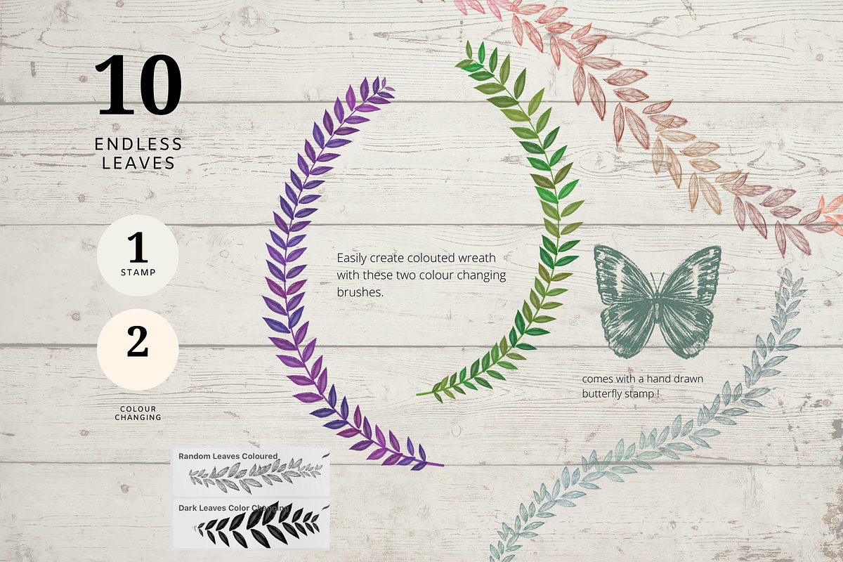 Procreate Endless Leaves  brushes, a Brush Add-On by Artbykimmyw (Photo 3 of 4)