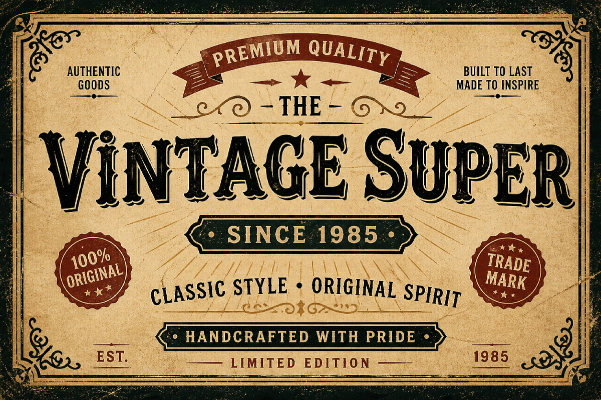 Vintage Super, a Serif Font by Wow Magic (Photo 1 of 4)