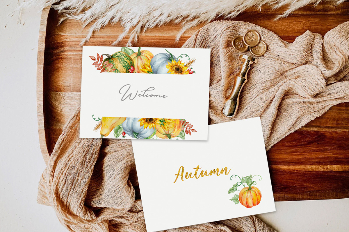 Watercolor Autumn Pumpkins Clipart, a Seasonal Illustration by SvetaArtStore (Photo 8 of 15)