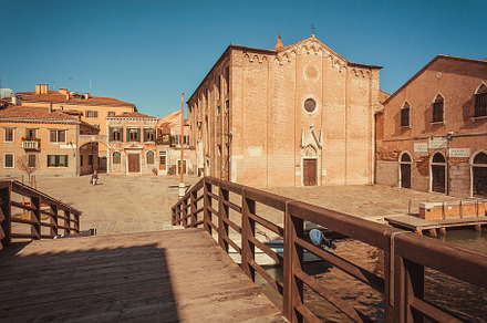 Empty sunny square in Venice