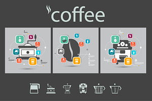 Set Vector Icons Of Coffee