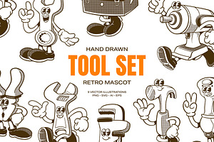 Hand Drawn Tool Set Retro Character, an Object Illustration by Ludere Studios