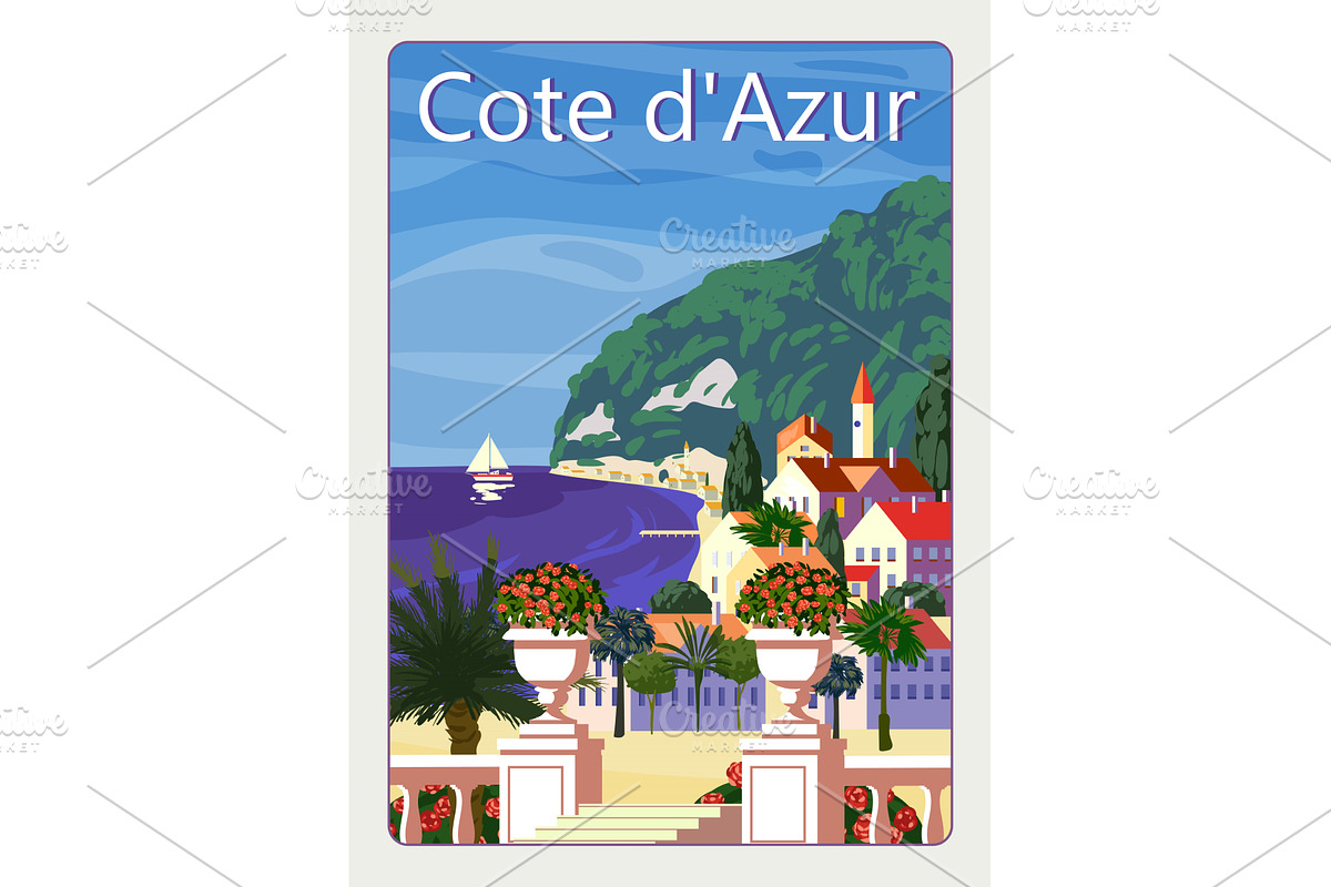 Cote de l azur French Riviera coast, an Illustration by Vector_Up