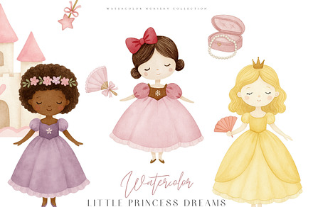 Watercolor Little Princess Clipart, an Illustration by Pati Paints