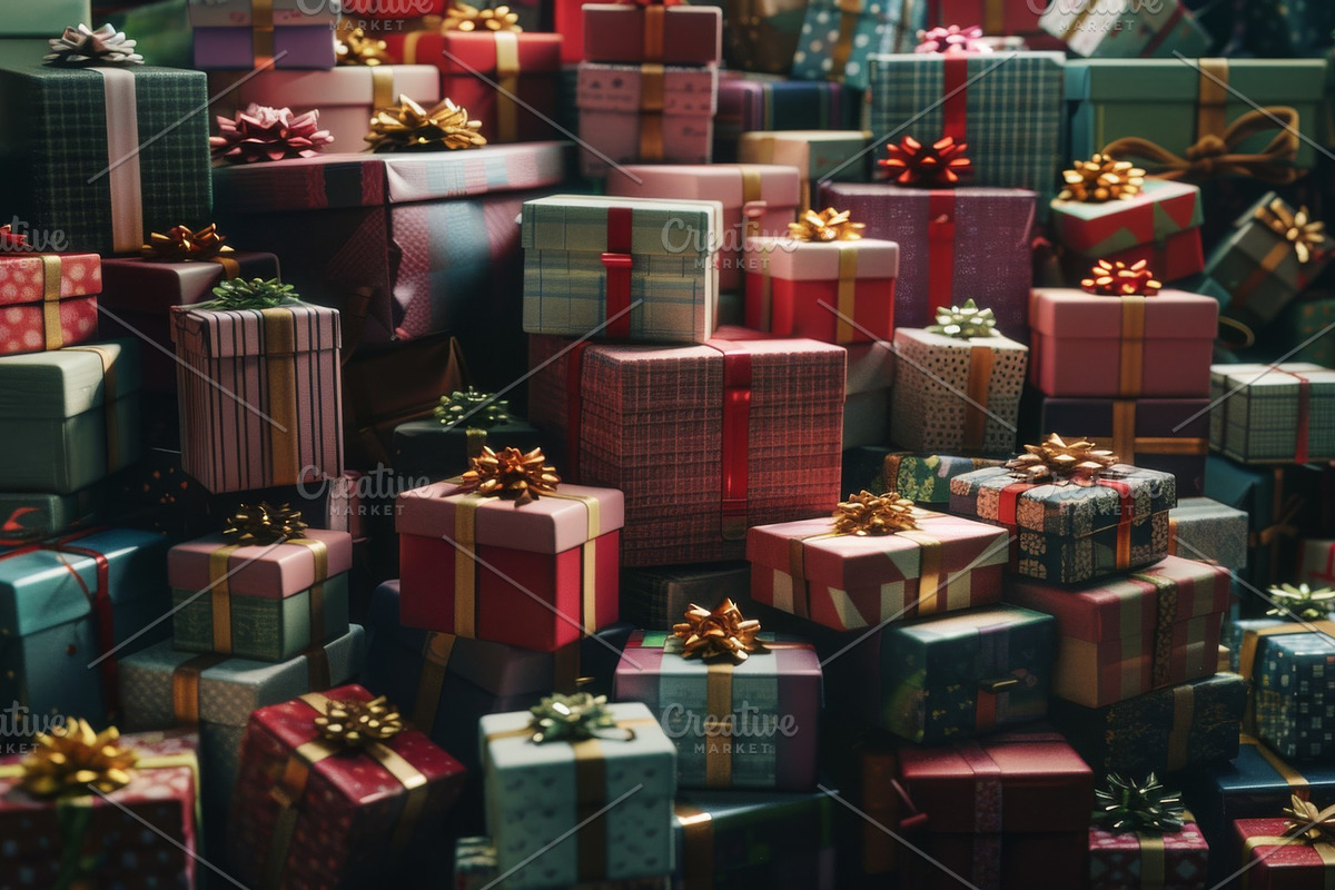 86 Gift boxes with ribbons and bows, a Holiday Photo by Handmadefont (Photo 72 of 90)