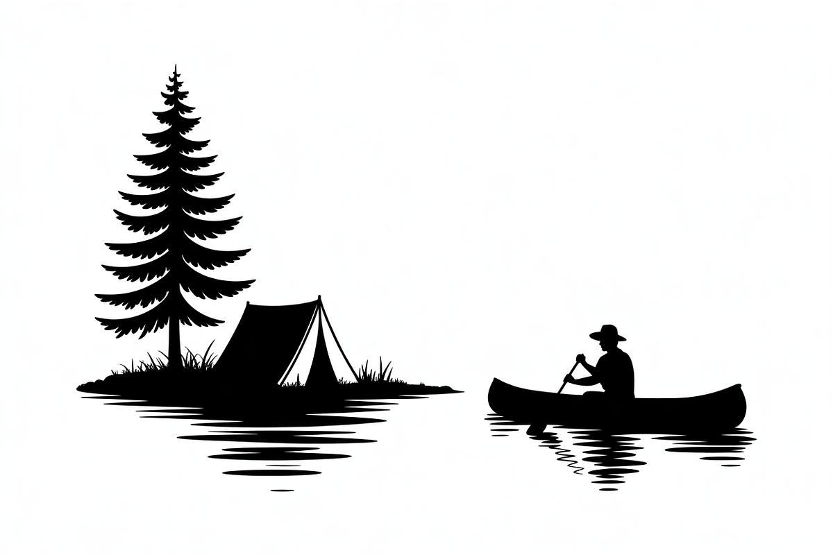 camping and canoe lake vector, an Illustration by Amazin_art (Photo 10 of 17)