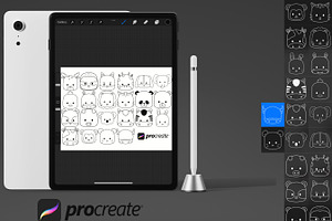 Cartoon Animal Faces Set 1 Procreate