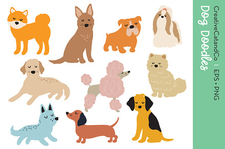 Dog Doodles Sketch Bundle EPS PNG, an Animal Illustration by CreativeCatandCo