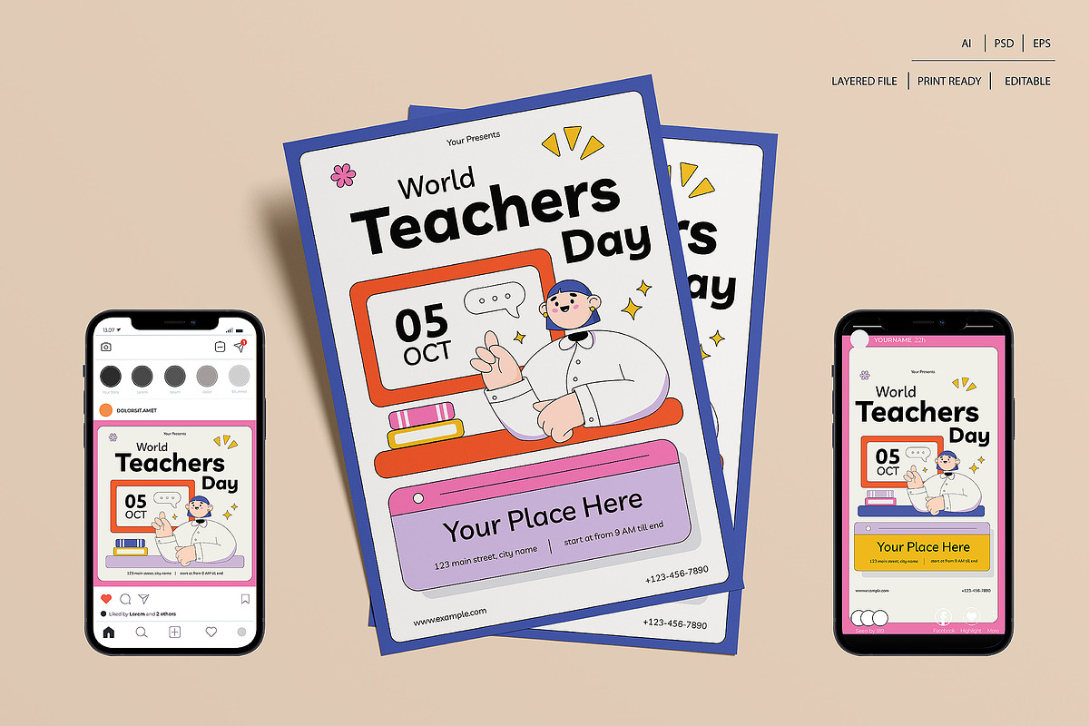 World Teachers Day Flyer Set, a Flyer Template by Siska Arista (Photo 1 of 2)