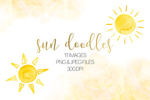 Watercolor Sun Doodles