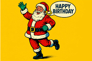 Santa Claus saying happy birthday, an Illustration by AlexArt