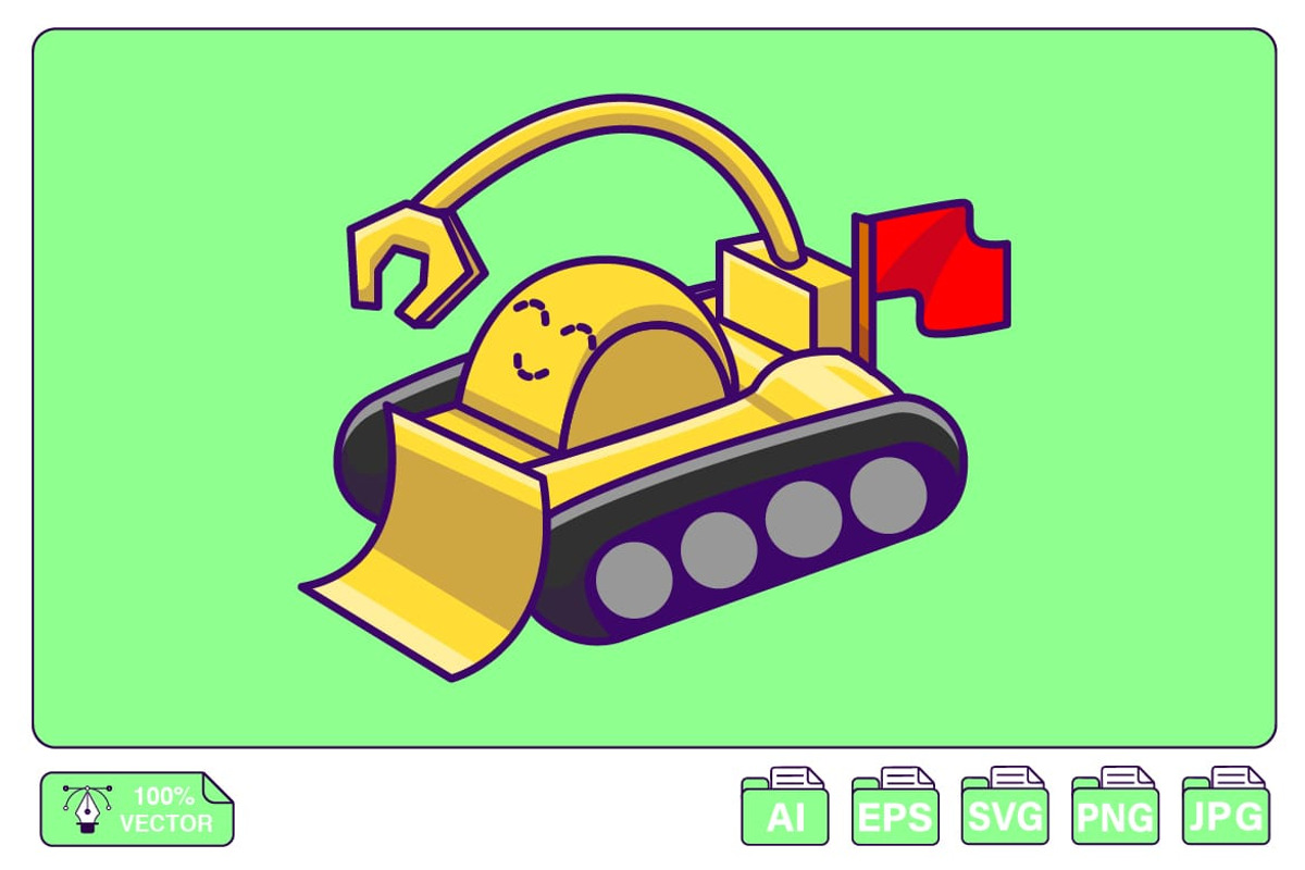 Cute Excavator Cartoon Vector, a Work Illustration by Artstorystudio (Photo 2 of 3)