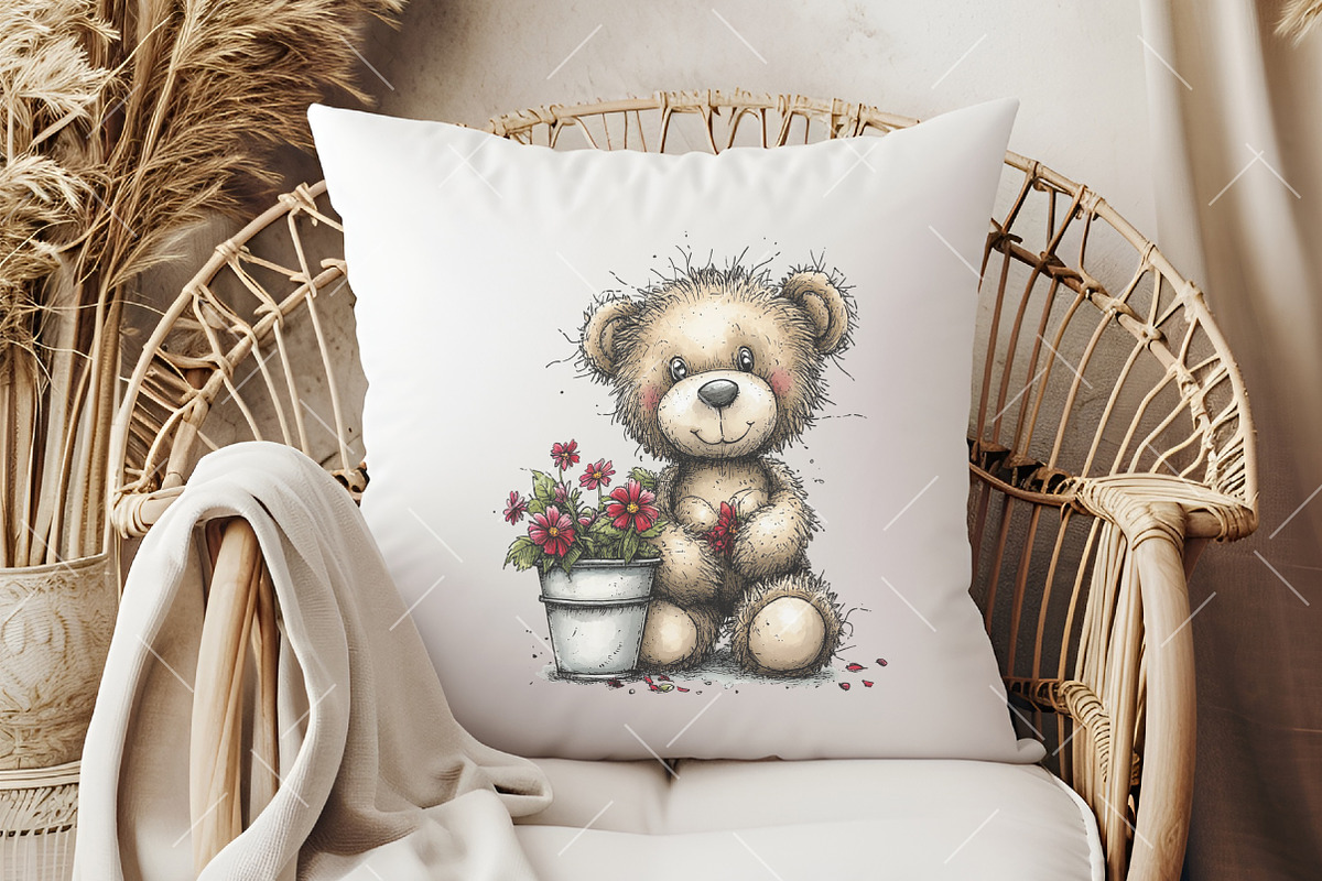 Whimsical Spring Teddy Bear Clipart, an Illustration by OK Design (Photo 6 of 6)