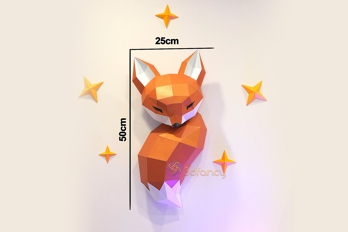 DIY 3D Fox Sleep Papercraft PDF, SVG, a Templates & Theme by 3Dfancy (Photo 2 of 6)