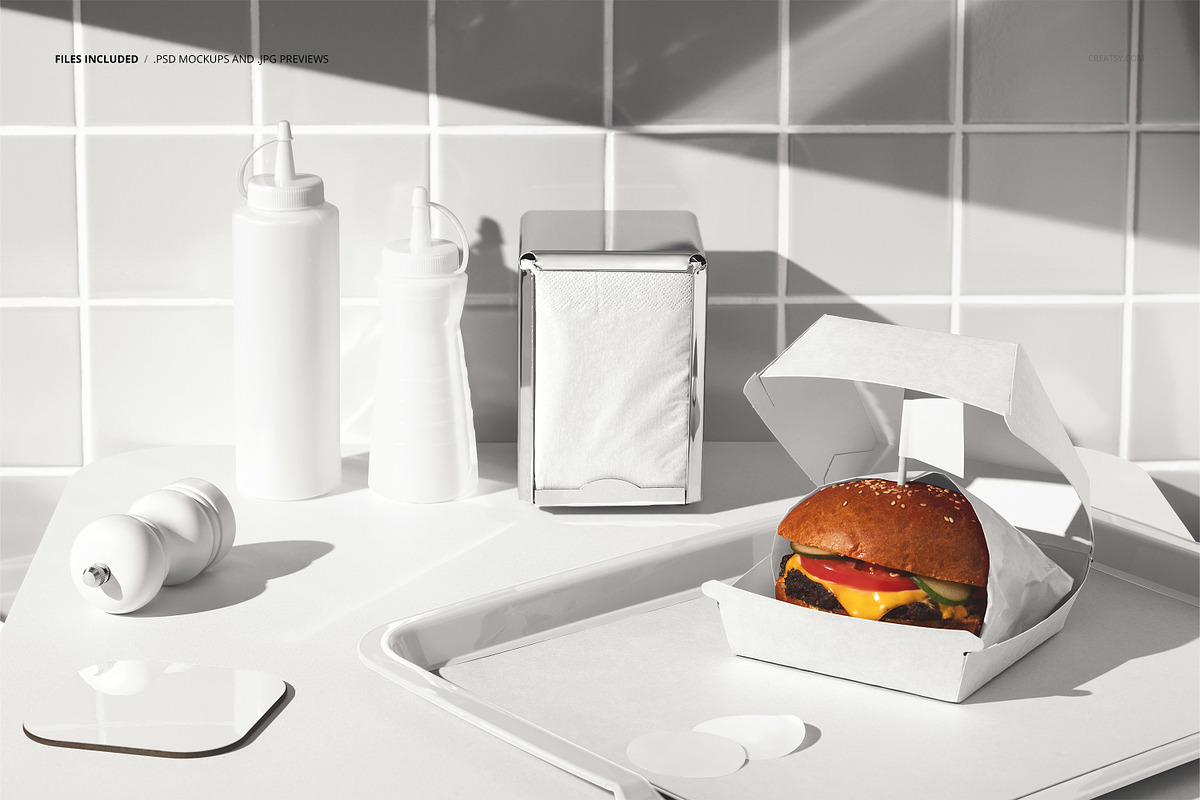 Fast Food Branding Tray Mockup, a Packaging Mockup by creatsy5 (Photo 2 of 6)