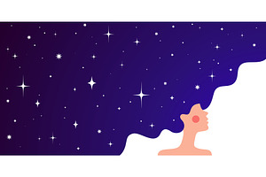 Dream universe flows through woman, a Person Illustration by Foxys Graphic