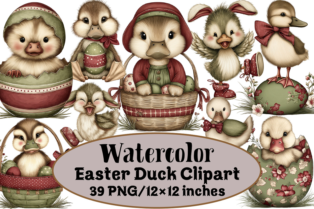 Easter Duck Clipart, an Illustration by Design Market (Photo 1 of 3)