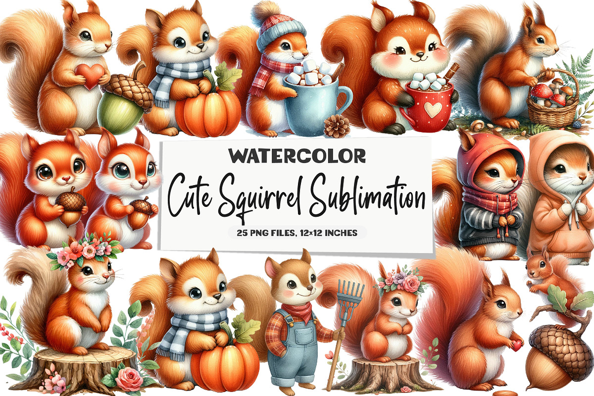 Cute Squirrel Sublimation, an Illustration by DreamArtGraphic (Photo 1 of 5)