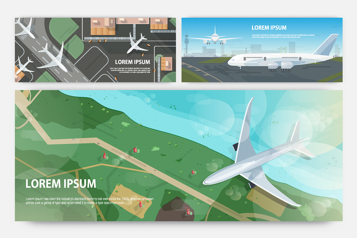 Airplane banners set, a Transportation Illustration by Good Studio (Photo 1 of 5)