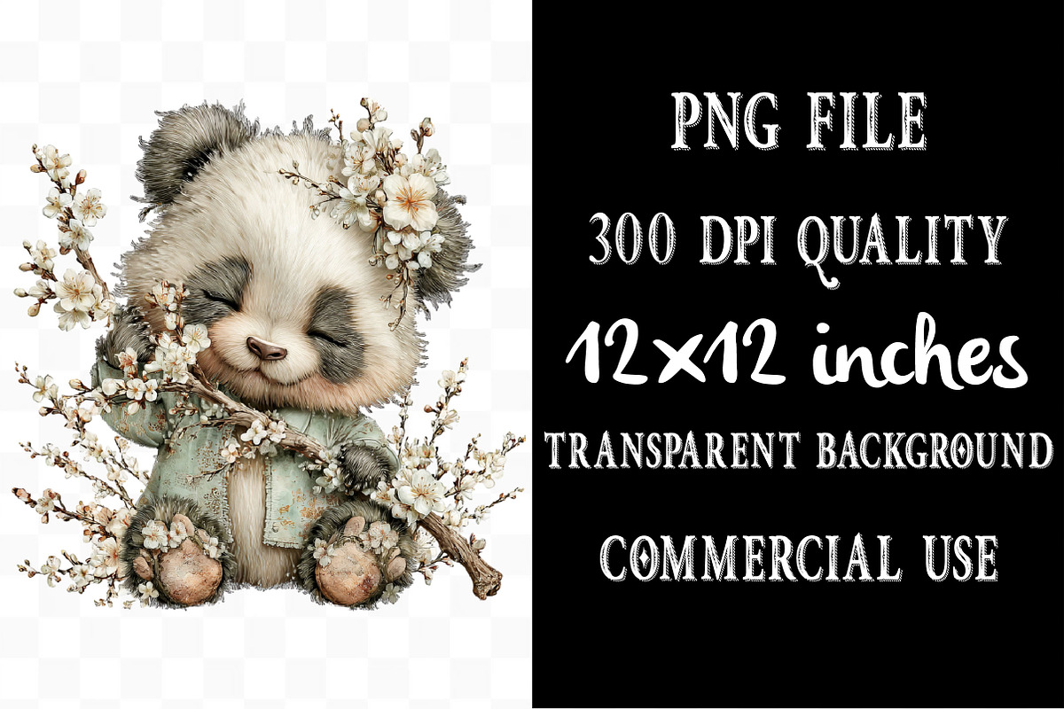 Whimsical Spring Panda Clipart, an Illustration by Designking (Photo 4 of 5)