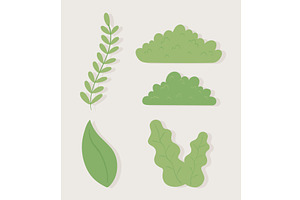 leaves bushes foliage set, an Object Illustration by studiogstock