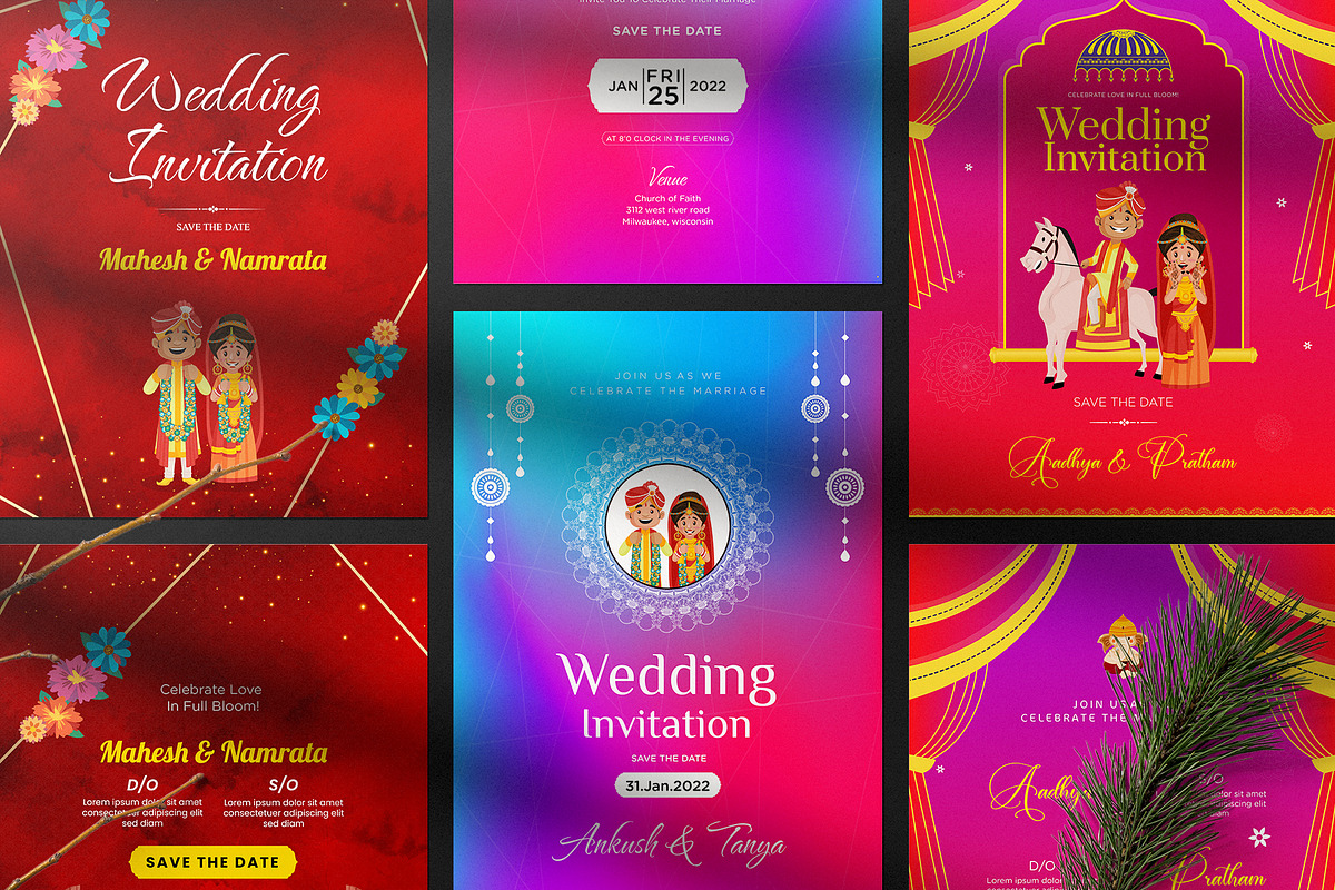Indian Wedding Invitation Cards, an Invitation Template by Creative Hatti (Photo 2 of 6)