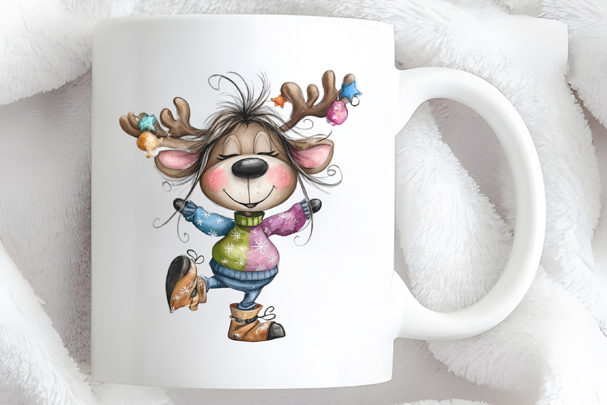 Christmas Cute Reindeer Clipart, an Illustration by RobertsArt (Photo 4 of 7)