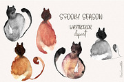 Spooky Season - Watercolor Clipart, a Seasonal Illustration by MariaScaroniAtelier (Thumbnail 2 of 9)
