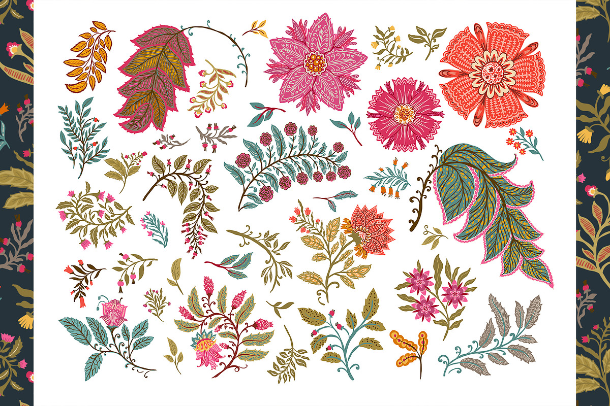 Jacobean Floral & Tartan Patterns, a Pattern Graphic by Sonulkaster (Photo 6 of 10)