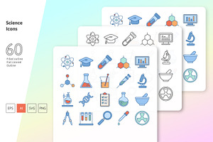 Science Icon Set, an Outline Icon by Salamahtype