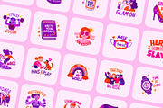 Flat Cute Girly Stickers Set, an Emoji Icon by Creative Stall (Thumbnail 6 of 8)