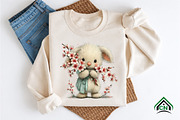 Bunny and Flowers Clipart PNG, an Illustration by Craft Nest (Thumbnail 9 of 12)
