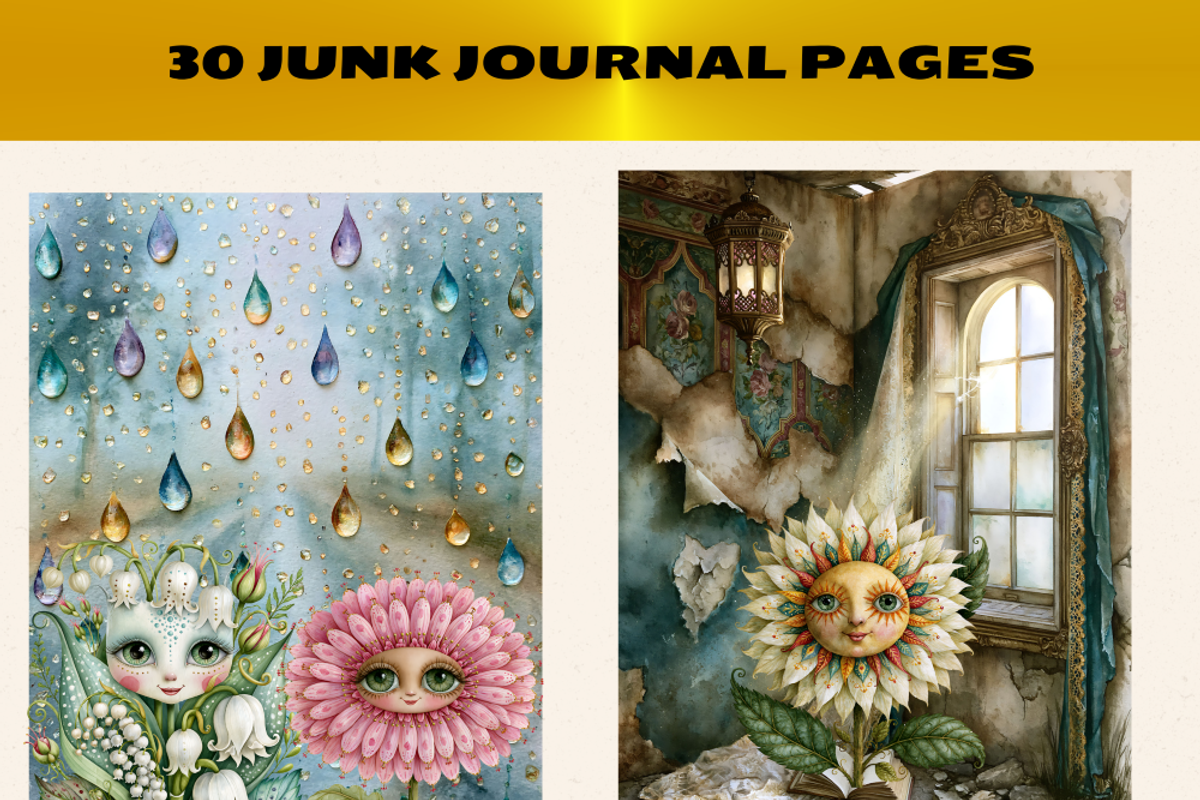 Surreal Flower Faces Clipart& Papers, a Seasonal Illustration by Daring Digies (Photo 10 of 11)