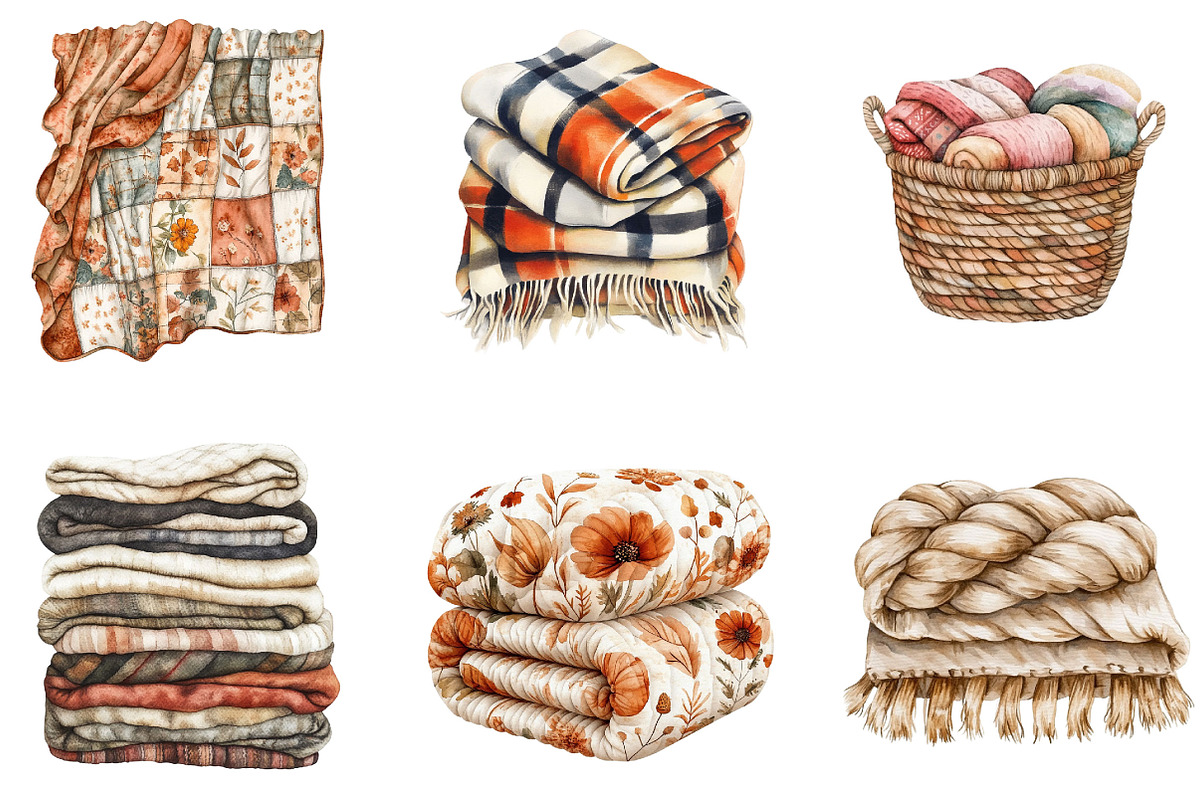 Fall Plaid Blankets Clipart, a Seasonal Illustration by Designking (Photo 3 of 5)